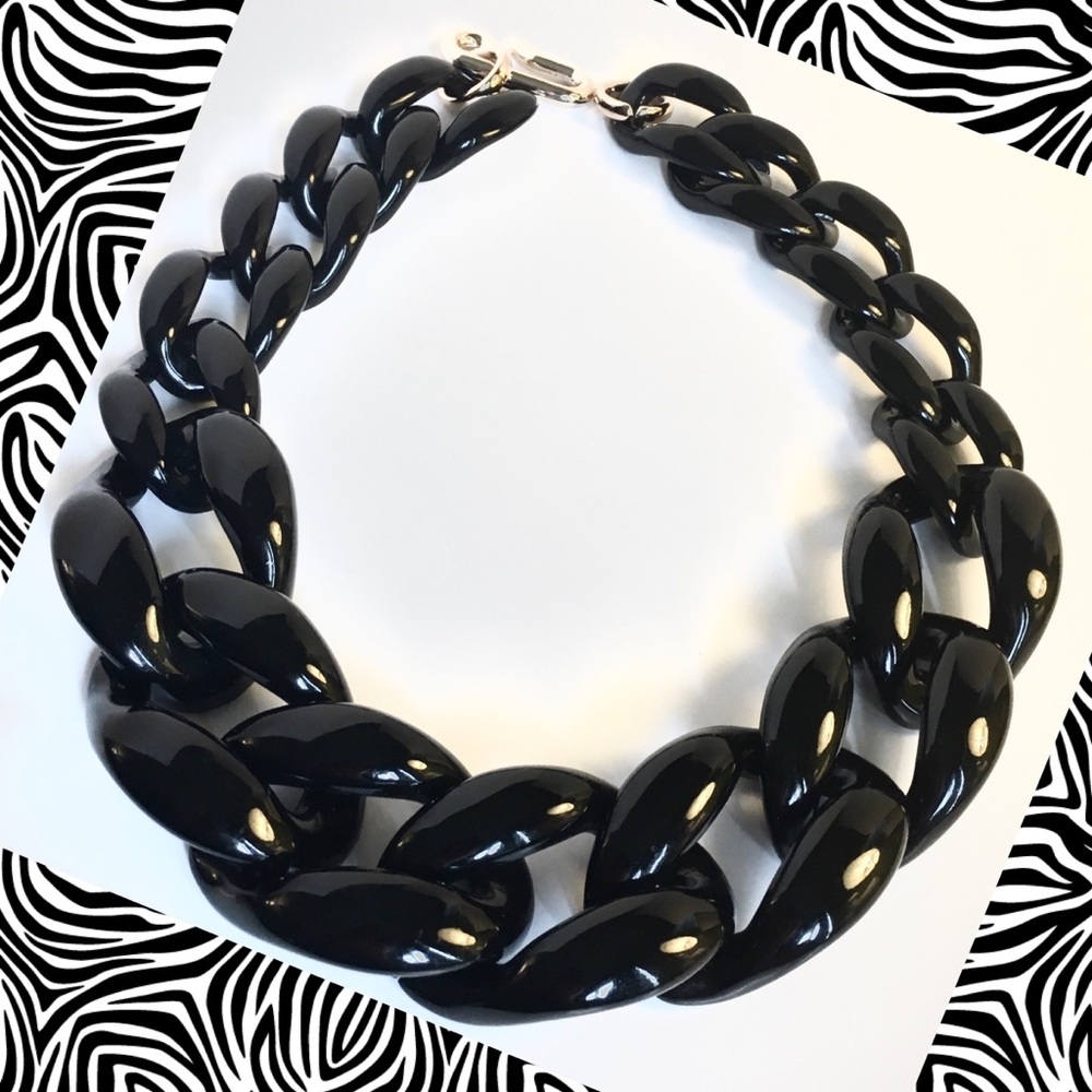 Chunky Black Chain Statement Necklace